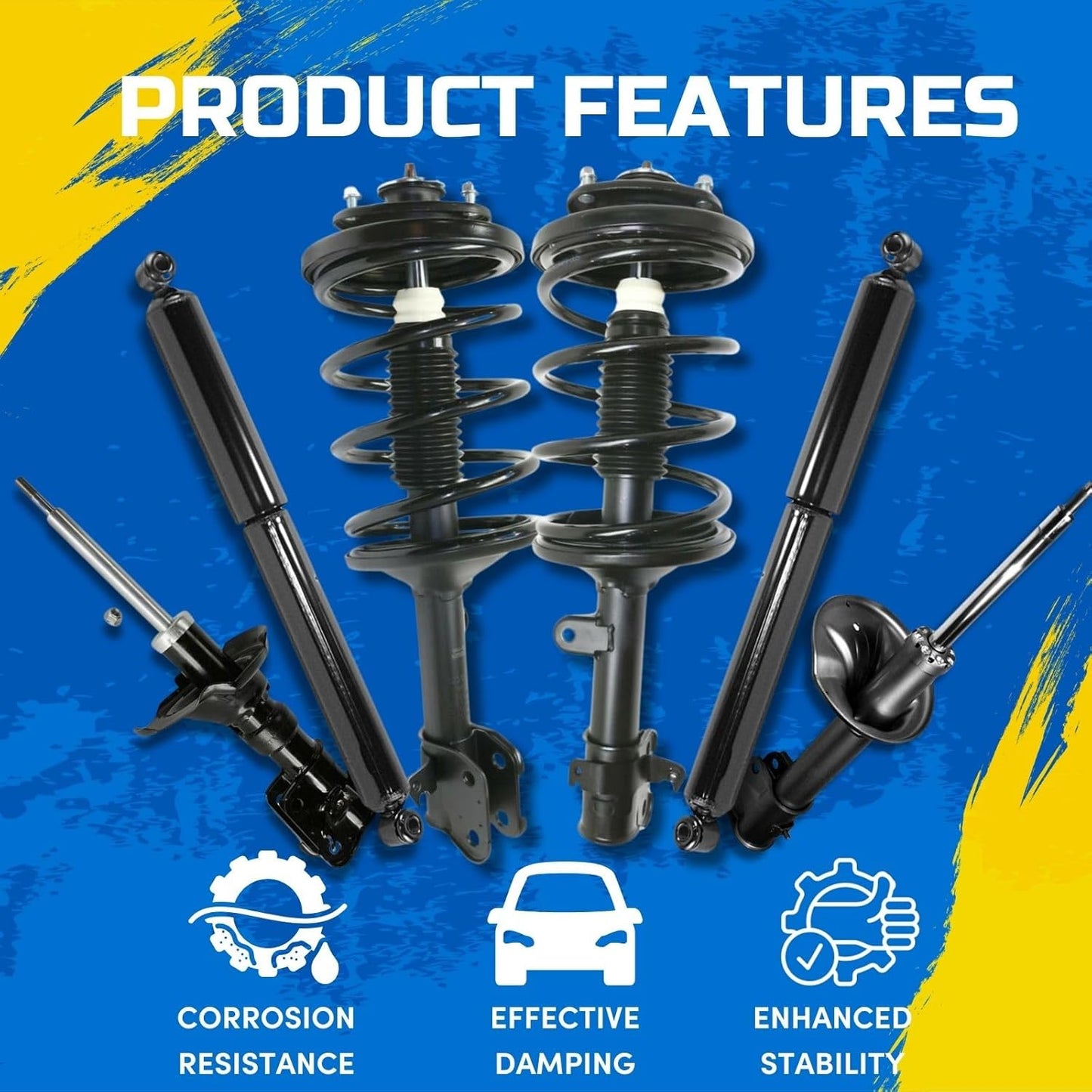 Shocks and Struts - Set (4) Front Rear Strut Shocks Kit, Shock Absorber Suspension Strut Brhaspatip for Cadillac Escalade 2007-2014 for Cadillac Escalade EXT 2007-2013
