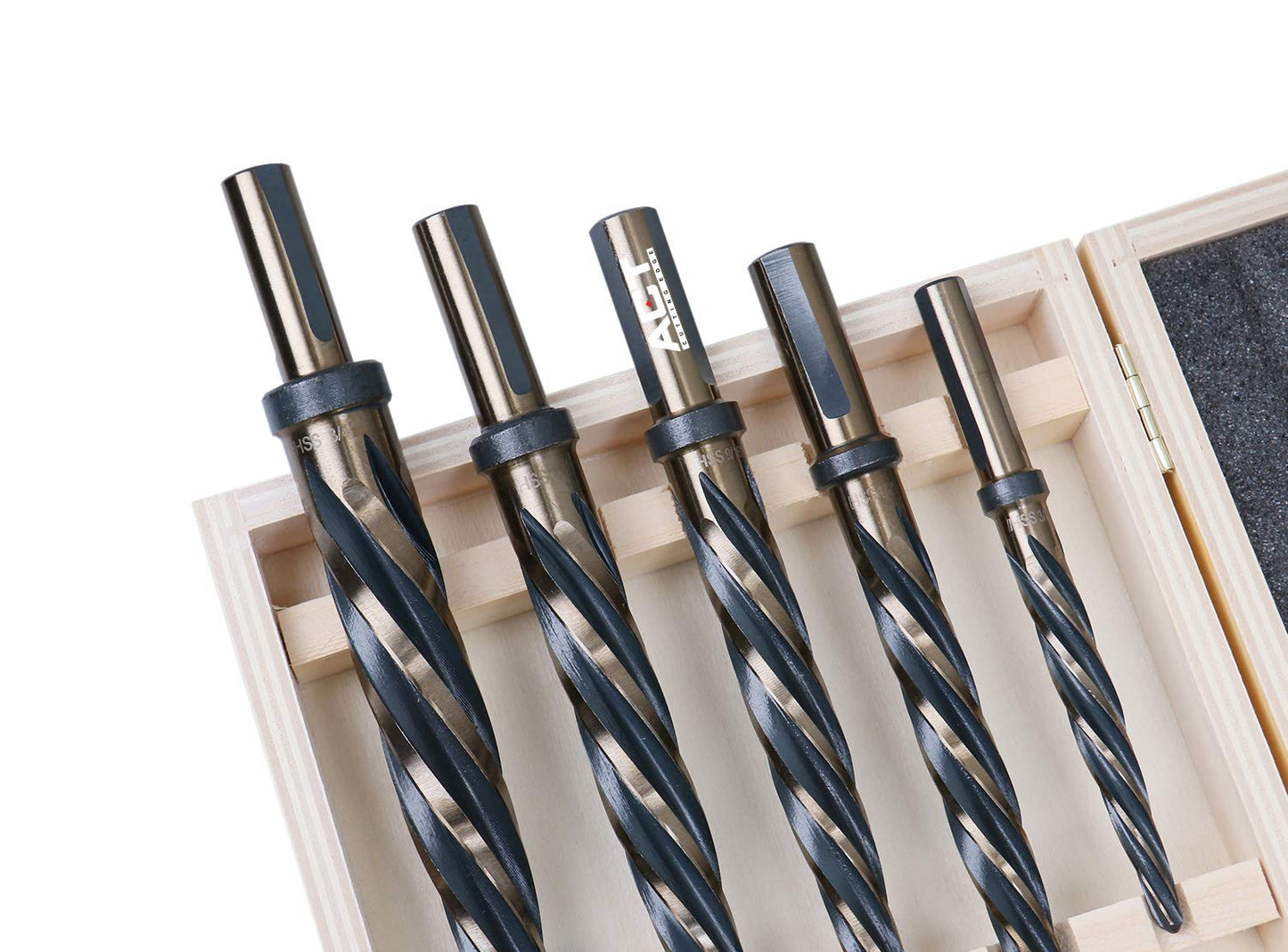 Accusize Industrial Tools 5 Pc H.S.S. Standard Spiral Flute Super Premium Car Reamer Set, 3/8", 1/2", 9/16'', 5/8", 3/4", to Fit 3/8'' or 1/2'' Shank Chuck