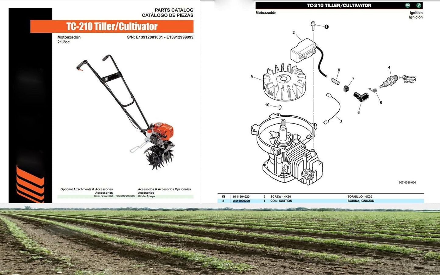 A411000220,ID#C9927 Tiller Cultivator Ignition Coils for Echo Mantis Tiller,Replaces Coil A411000221