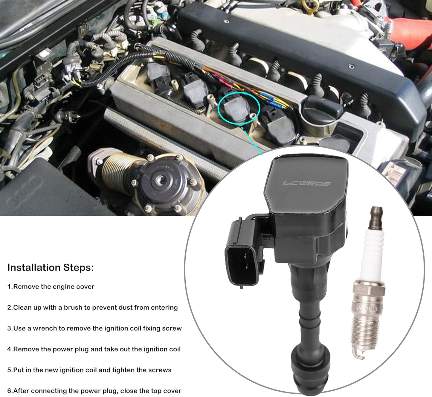 Set of 6 Ignition Coil Pack and Spark Plugs Fits for Nissan Murano Maxima Altima Quest Xterra Pathfinder Frontier 2002 2003 2004 2005 2006 2007 2008 Spark Plugs Coils 3.5 V6 Replaces# UF349 C1406