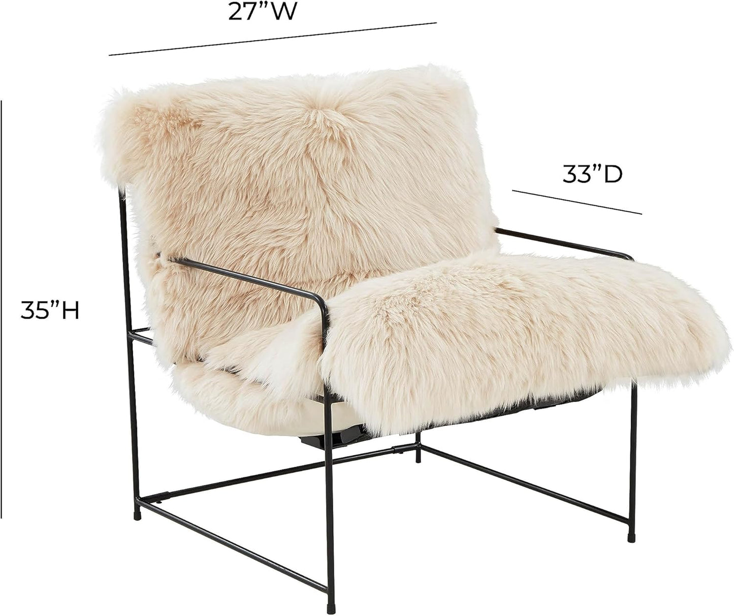 Tov Furniture Kimi Natural Genuine Sheepskin Upholstered Living Room Accent Chair