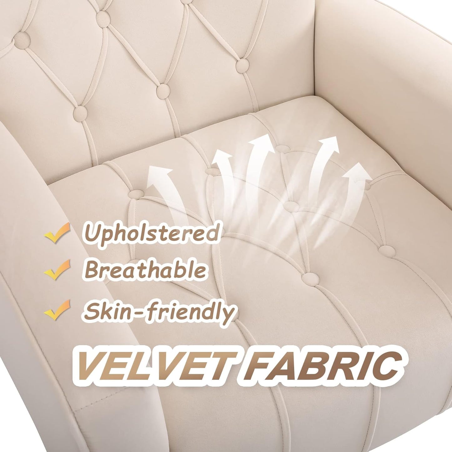 Accent Chair with Ottoman Set of 2, Comfy Chair and Ottoman Set, Upholstered Tufted Lounge Chair with Wide Seat Footrest, Reading Armchair for Living Room Bedroom, Beige,Velvet