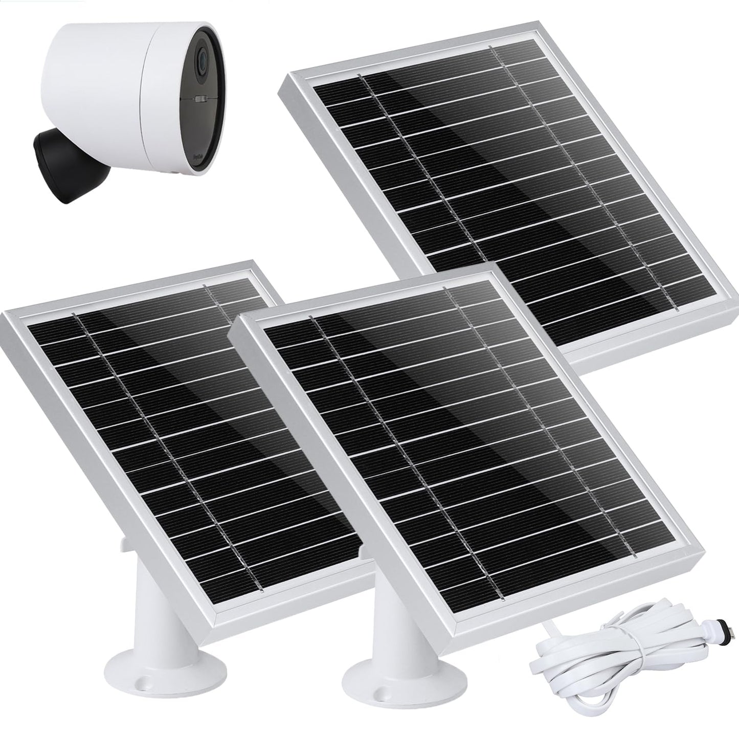 UYODM 2PACK Solar Panel Compatible with SimpliSafe Outdoor Security Camera,Power Your SimpliSafe Outdoor Camera continuously,AL Alloy Frame Durable and Sturdy - Silver