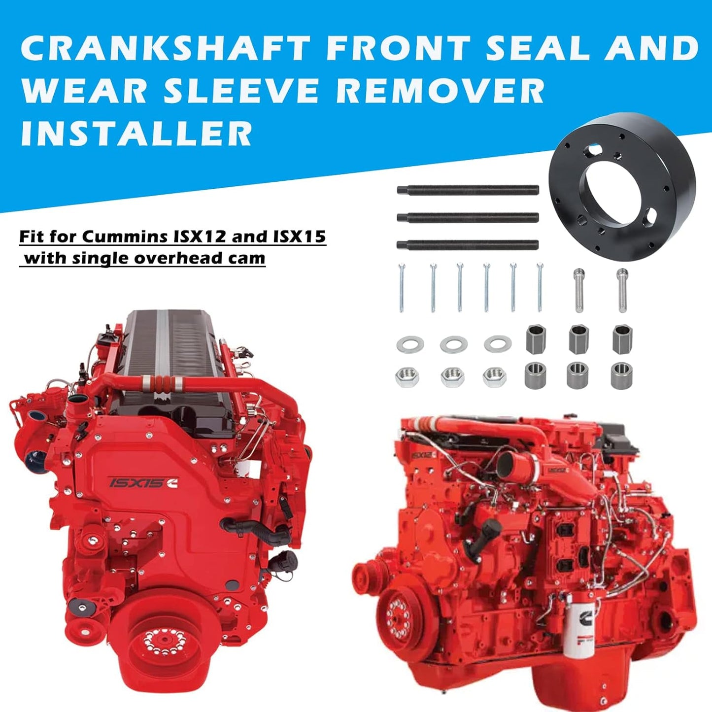 4918991 Crankshaft Front Seal & Wear Sleeve Remover Installer for Cummins ISX15 ISX12