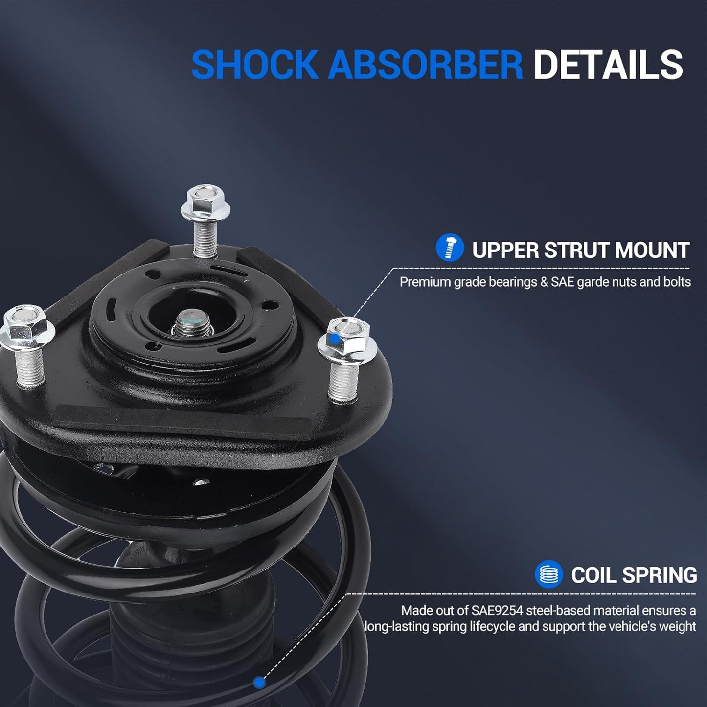 Autoround 172990 172989 Front Complete Shock Absorber Compatible with Toyota Corolla 2014 2015 2016 2017 2018 2019 1.8L L4, Left & Right Struts with Coil Spring Assembly