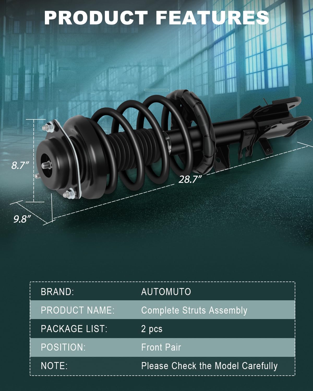 AUTOMUTO Strut Spring Assembly Front Pair struts and Shock Absorber for Infiniti QX4 1999-2001,for Nissan Pathfinder 1999-2001 replacement for 271574 271573