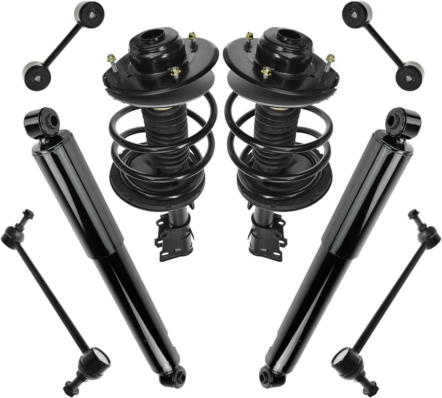 TRQ Front and Rear Suspension Kit Complete Strut & Coil Spring Assembly Shock Absorber Sway Bar Stabilizer Link Compatible with 06-13 BMW