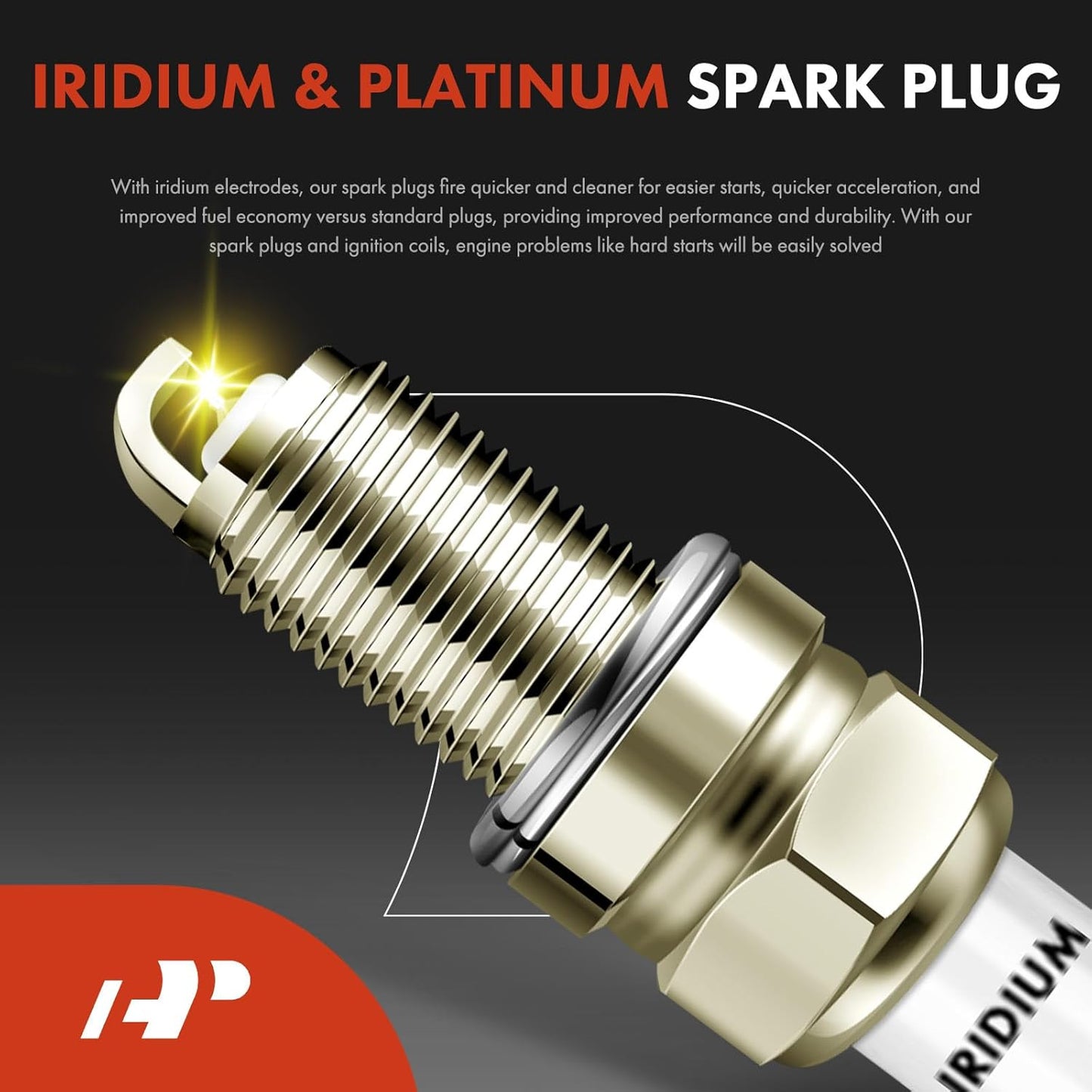 A-Premium 2x Ignition Coil Pack and 4x Iridium Spark Plugs Compatible with Kia Sephia 1998-2001, Spectra 2000-2004, 1.8L