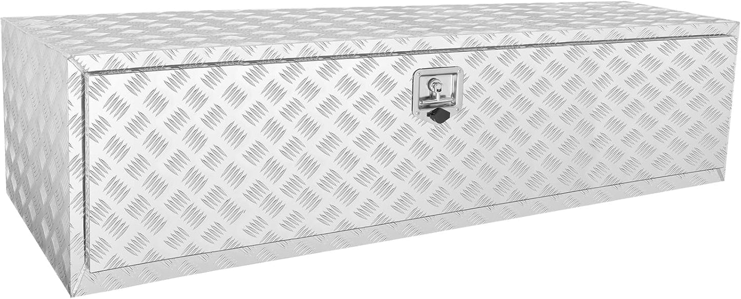 VEVOR Underbody Truck Box, 36" x 14" x 16" Pickup Storage Box, Heavy Duty Aluminum Diamond Plate Tool Box with Lock and Keys, Waterproof Trailer Storage Box with T-Handle Latch for Truck, Van, Trailer