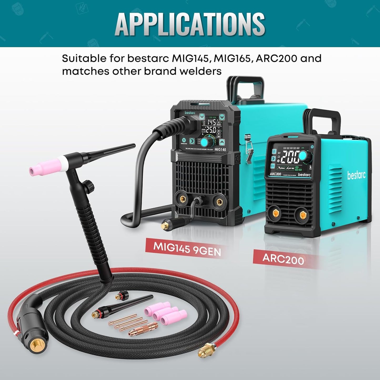 TIG Welding Torch, 13FT WP-17FV Argon Air Cooled Lift TIG Torch Flexible Tig Torch Head with Gas Valve Adjustment. (TIG17FV Flexible)