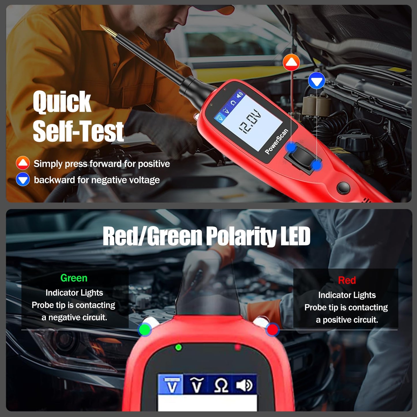 Autel PowerScan PS100 Power Circuit Probe Scan Tool Automotive Circuit Tester, Read AC DC Resistance 12-24V Electrical Short/Open Circuit Finder, Relay Tester with 20ft Extension Cable