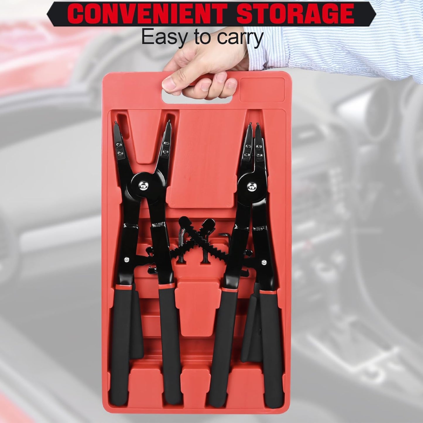 Snap Ring Pliers Set Heavy Duty - 2 PCS Large Heavy Duty Snap Ring Circlip Pliers ,16" Internal External Circlip Pliers Set with 45° 90° Tips