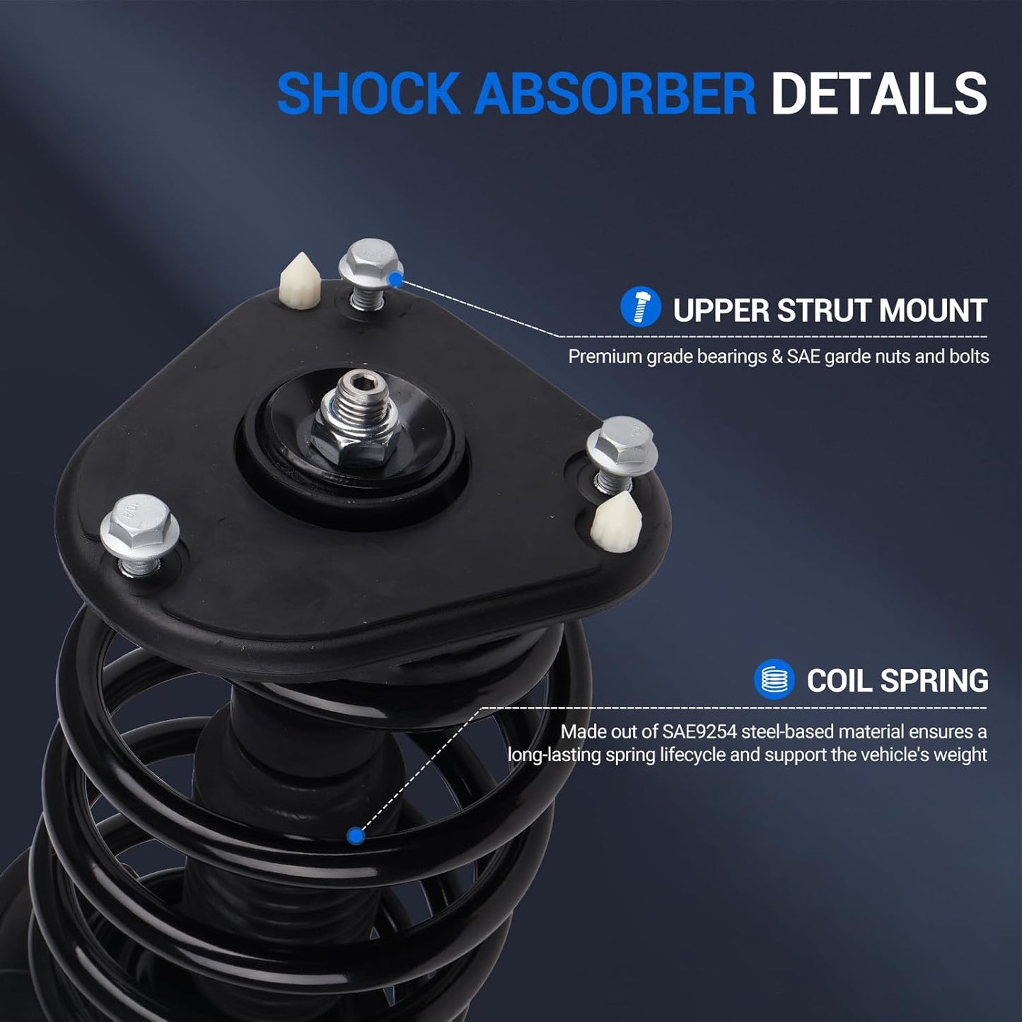Autoround 171685 Front Complete Strut Shock Absorber & Coil Spring Assembly Compatible with Cadillac DeVille 2000-2005, Buick LeSabre 2000-2005, Oldsmobile Aurora 2001-2003, Driver and Passenger Side