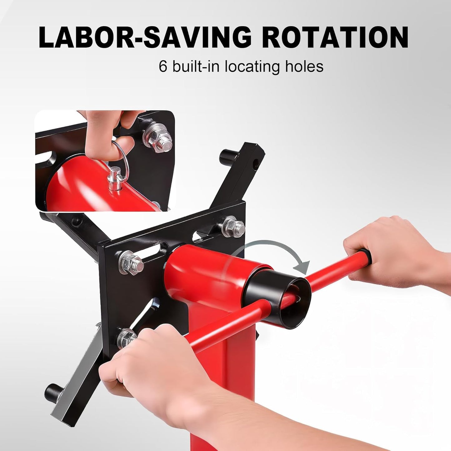 BIG RED T23401-1 Torin Engine Stand: Steel Rotating Engine Lift Stand with 4 Adjustable Arms and 360 Degree Rotating Head, 3/8 Ton (750 lb) Capacity - Red