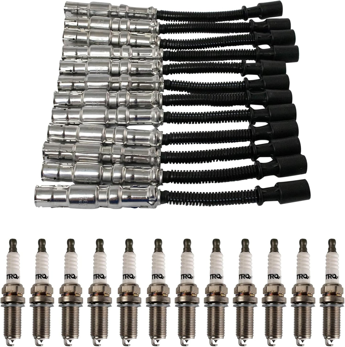TRQ Ignition Kit Spark Plugs Wire Set Compatible with 2011-2019 Ford Fiesta