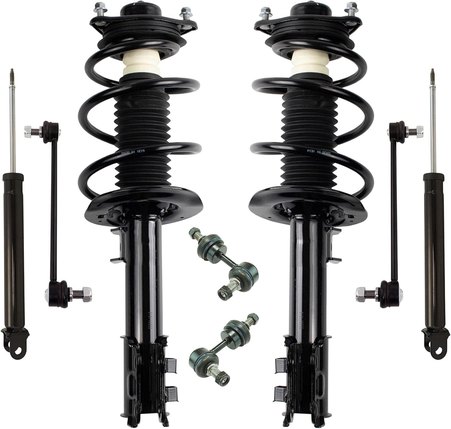 TRQ Front and Rear Suspension Kit Complete Strut & Coil Spring Assembly Shock Absorber Sway Bar Stabilizer Link Compatible with 06-13 BMW