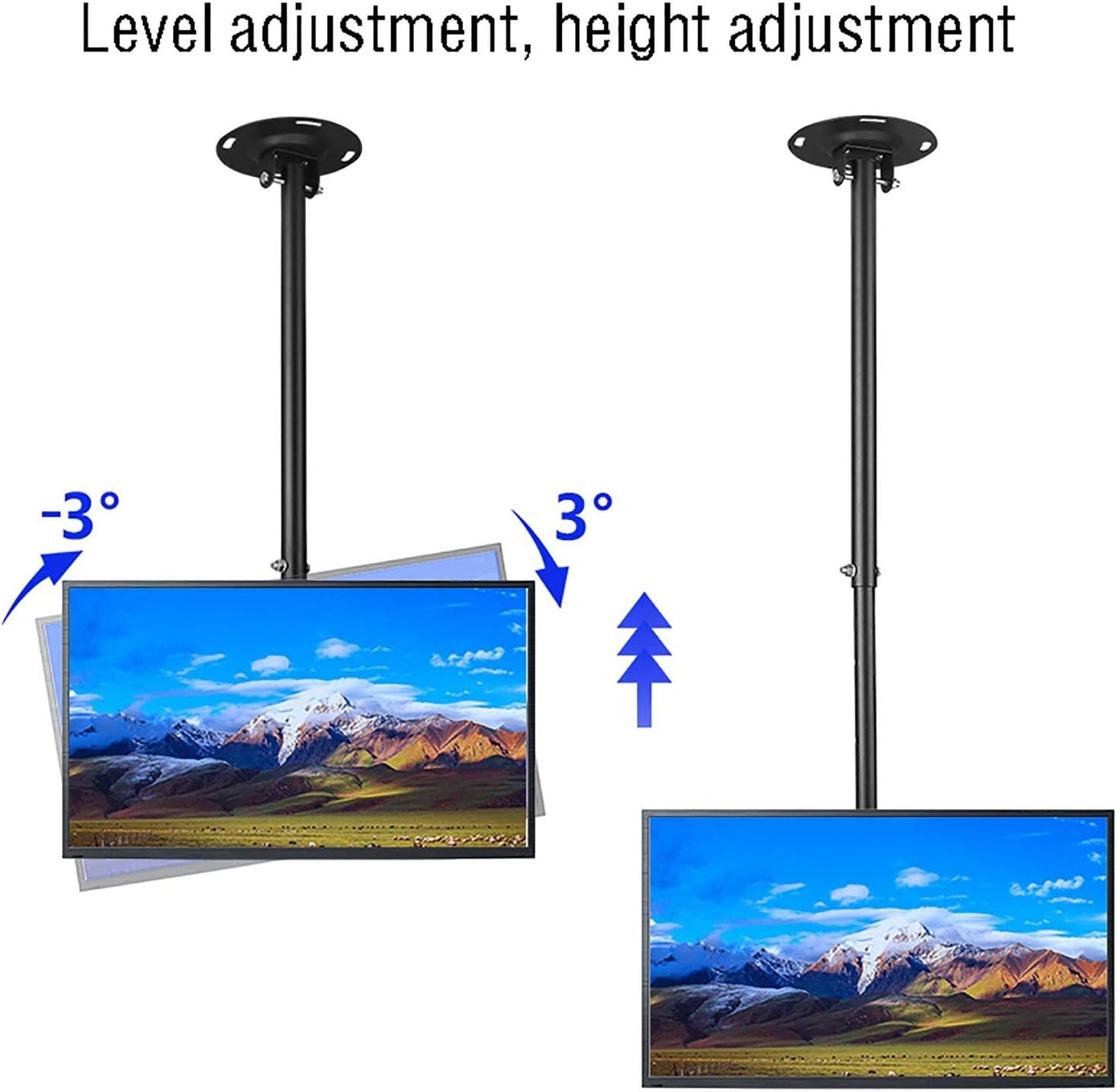 TV Stand,Tv Wall Mount Ceiling TV Mount, Adjustable Height Full Motion 360 ° Rotation TV Bracket, Max Up to 50 Inch TVs, Two Installation s: Ceiling and Wall