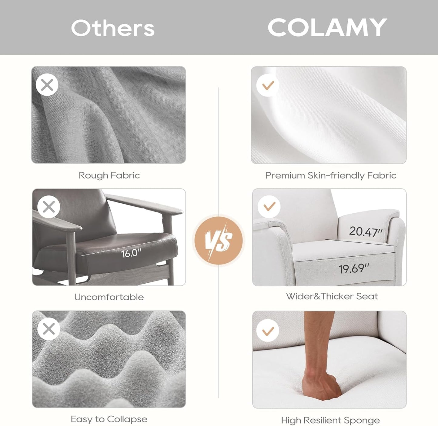 COLAMY Recliner Chair, Living Room Sofa Home Theater Seate with Wide Footrest and Cushion, Swivel Rocker Adjustable Single Couch Modern Bedroom Glider Chairs