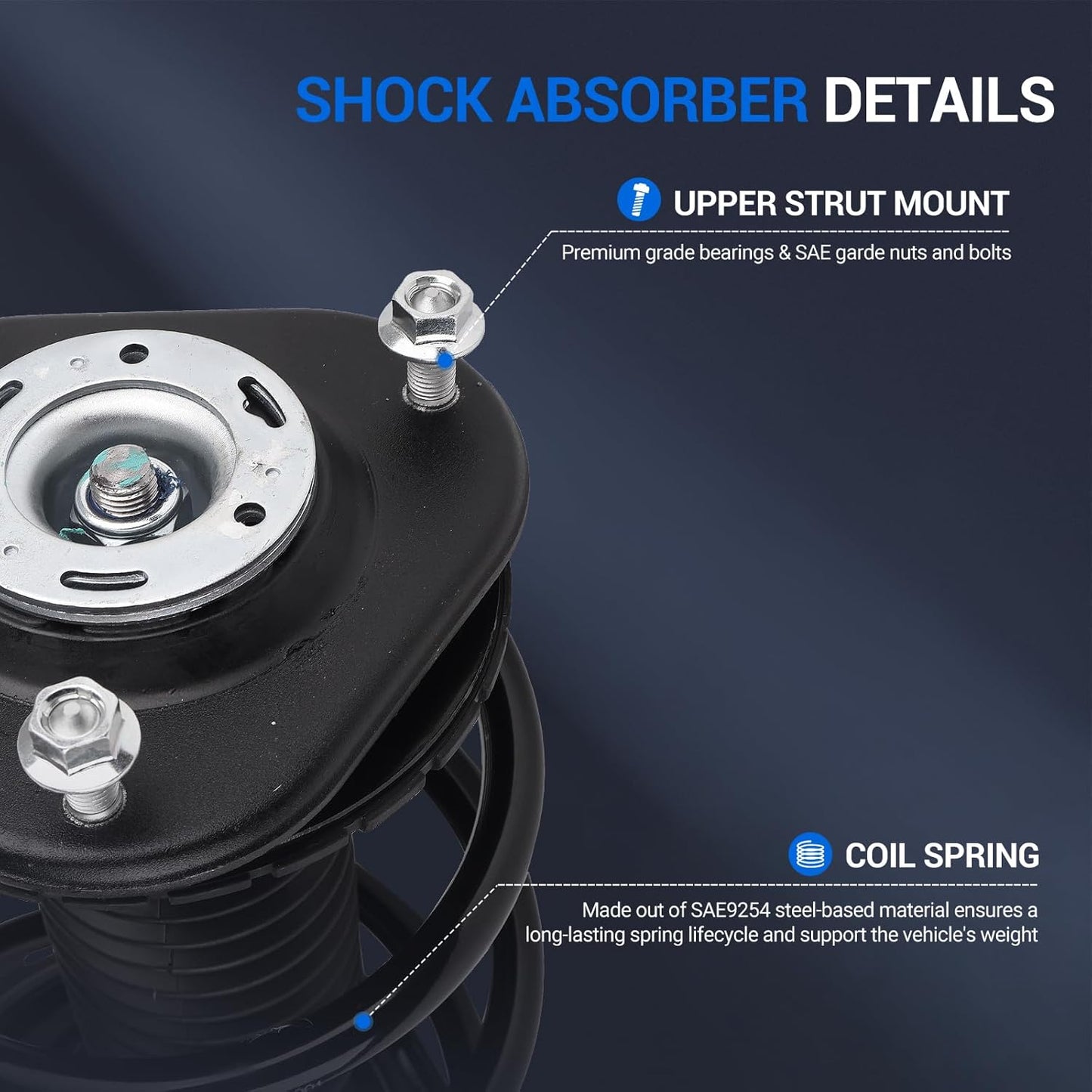 Autoround 172275 172276 Front Complete Shock Absorber Compatible with Toyota RAV4 2.4L 2006-2008, 2.5L 2009-2012, L4 Left & Right Struts with Coil Spring Assembly