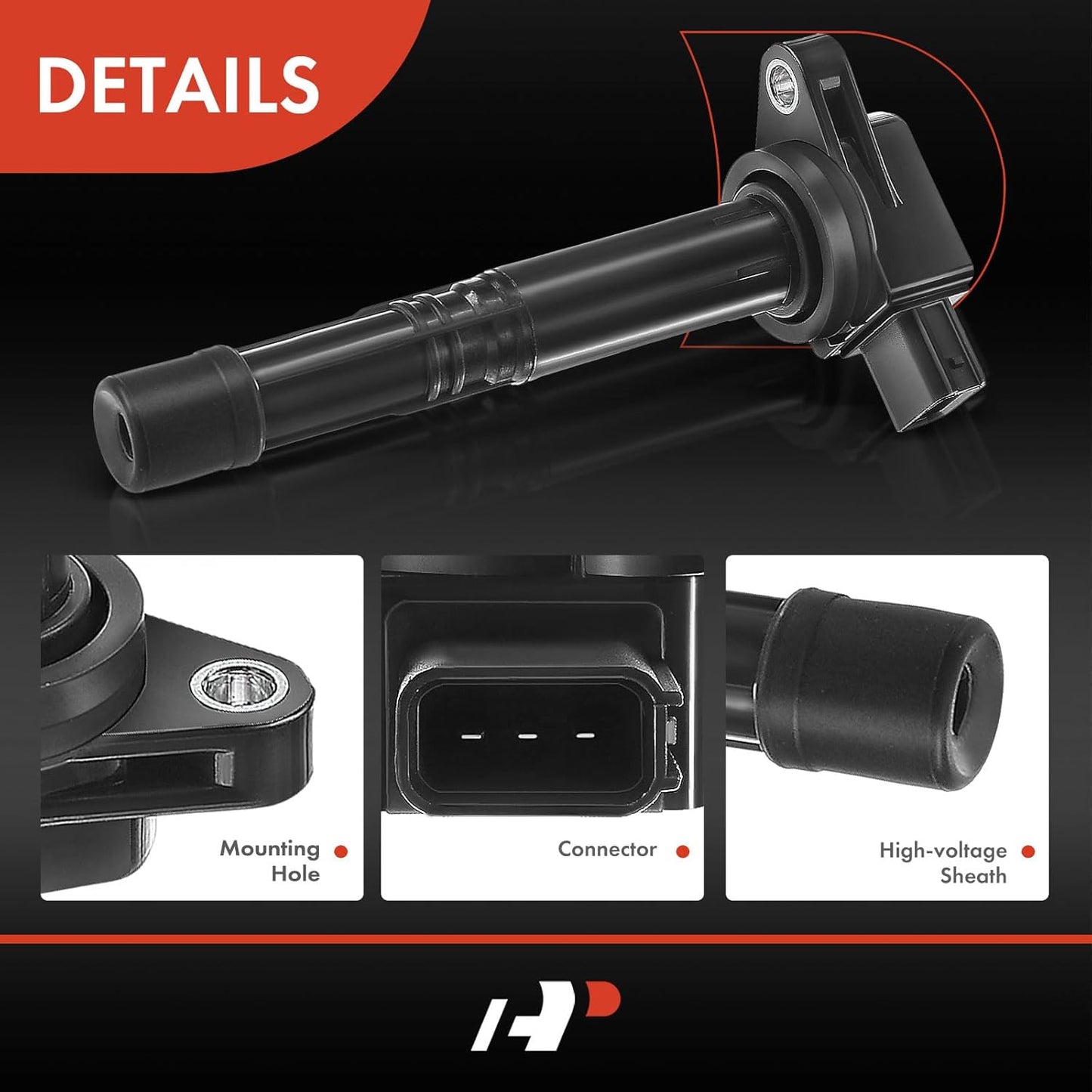 A-Premium Ignition Coil Pack Set of 4 Compatible with Honda Accord 2.4L 203-2007 Civic 2.0L 2002-2011 Acura CSX 2006-2011 RSX 2002-2006 2.0L