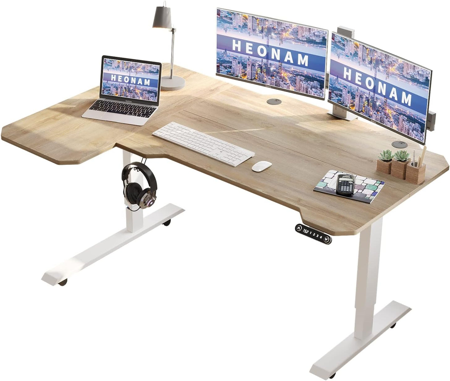 48 X 24 inch Electric Height Adjustable Standing Desk, Computer Table for Home Office Desk with Black Frame & Rustic Brown Top