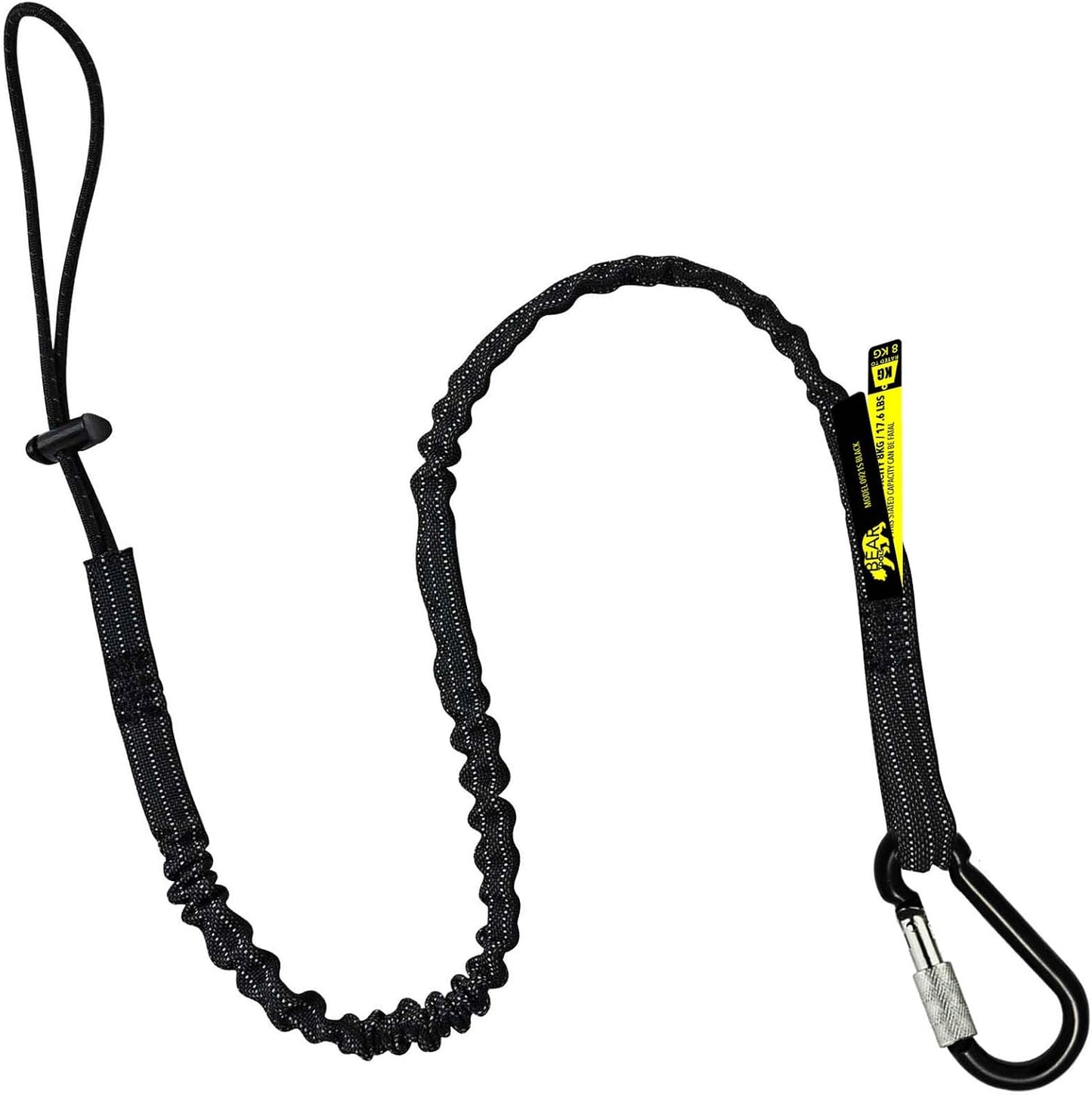 BearTOOLS Tool Lanyard with Single Carabiner and Adjustable Loop End, Standard Length, Maximum Weight Limit 8KG / 17.6lb, Aluminum Screw Lock Carabiner with Shock Cord Stopper, 09250S (50 Pack)