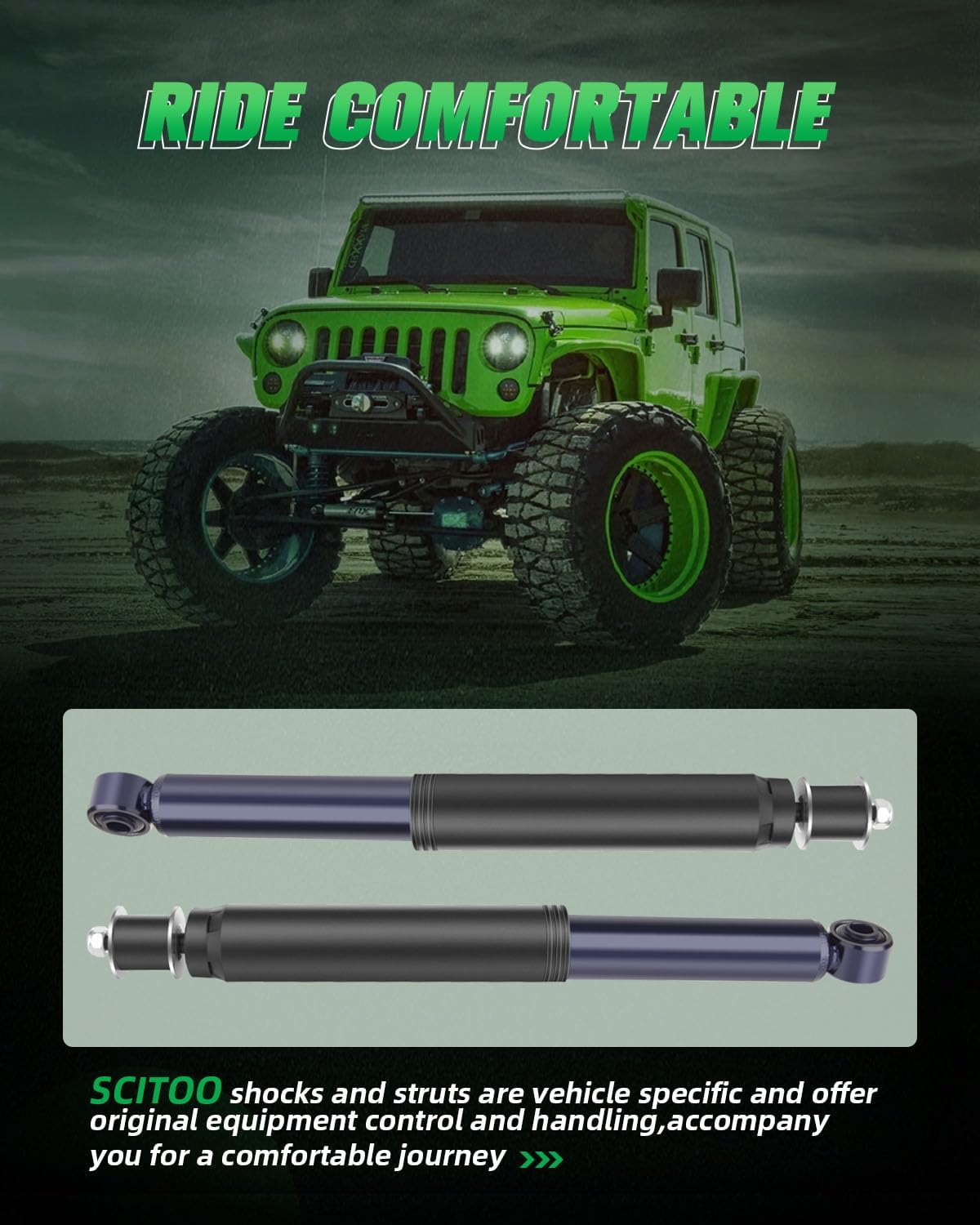 SCITOO Rear Auto Shocks Set, Fit for 2002-2005 Kia Sedona, Black Gas Struts Shock Absorber Set of 2 Bare Struts