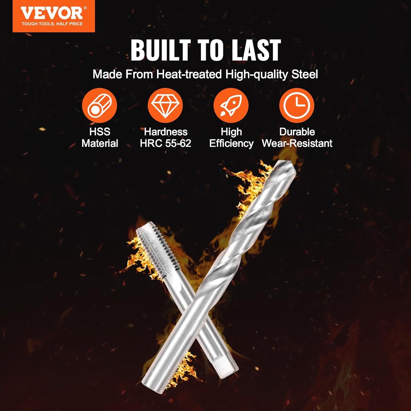 VEVOR Helicoil Thread Repair Kit-338-Piece SAE HSS Drill Inserts Taps & Tools M5,M6,M8,M10,M12,1/4",5/16",3/8",7/16",1/2" Rethreading Tool Kit Insertion Rethreading Tools Universal Rethread Restorer