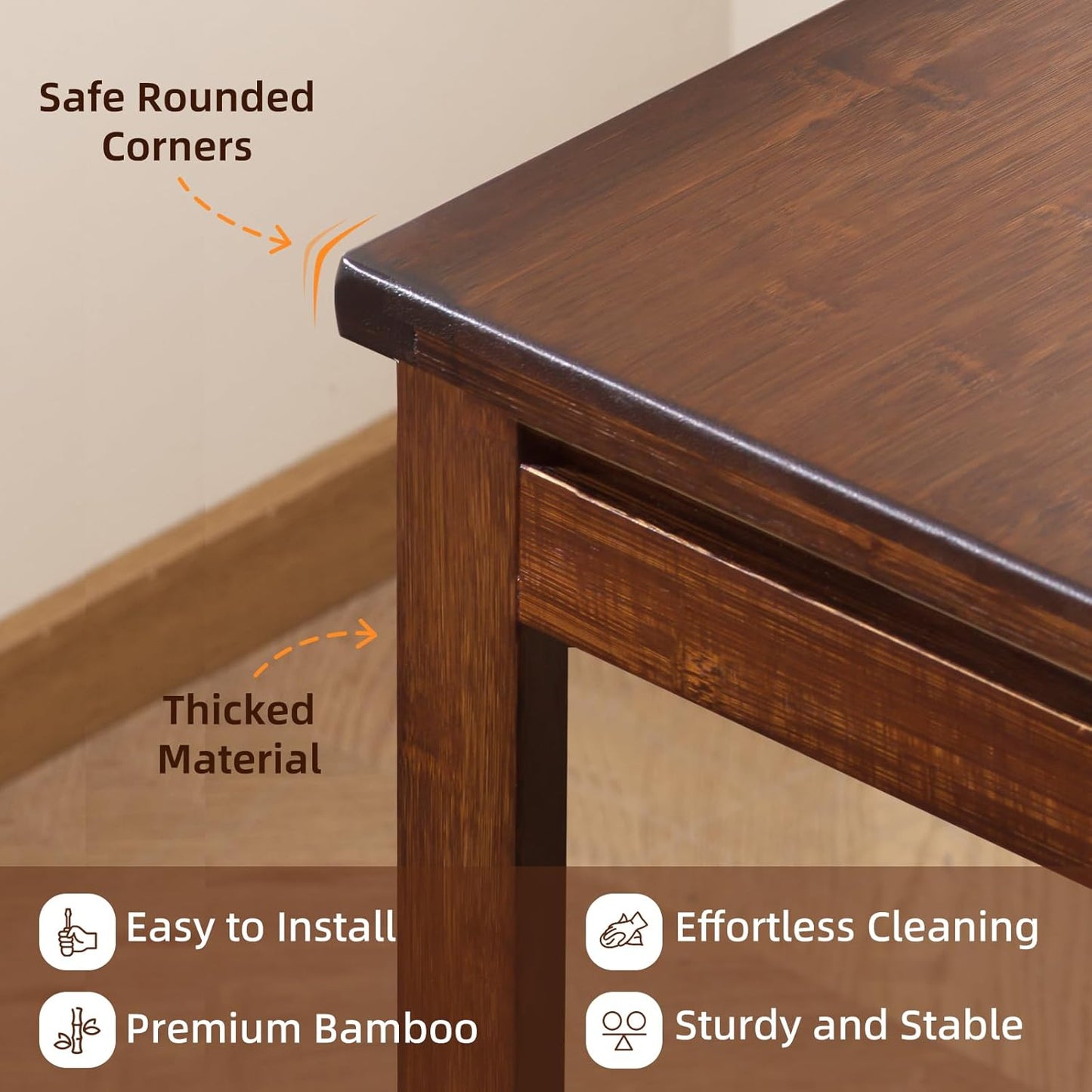 Bamboo Folding Desk with Storage, Space-Saving Foldable Computer Desk for Small Spaces, Writing Study Table for Home Office, Bedroom, Dorm, Apartment,Dark Brown