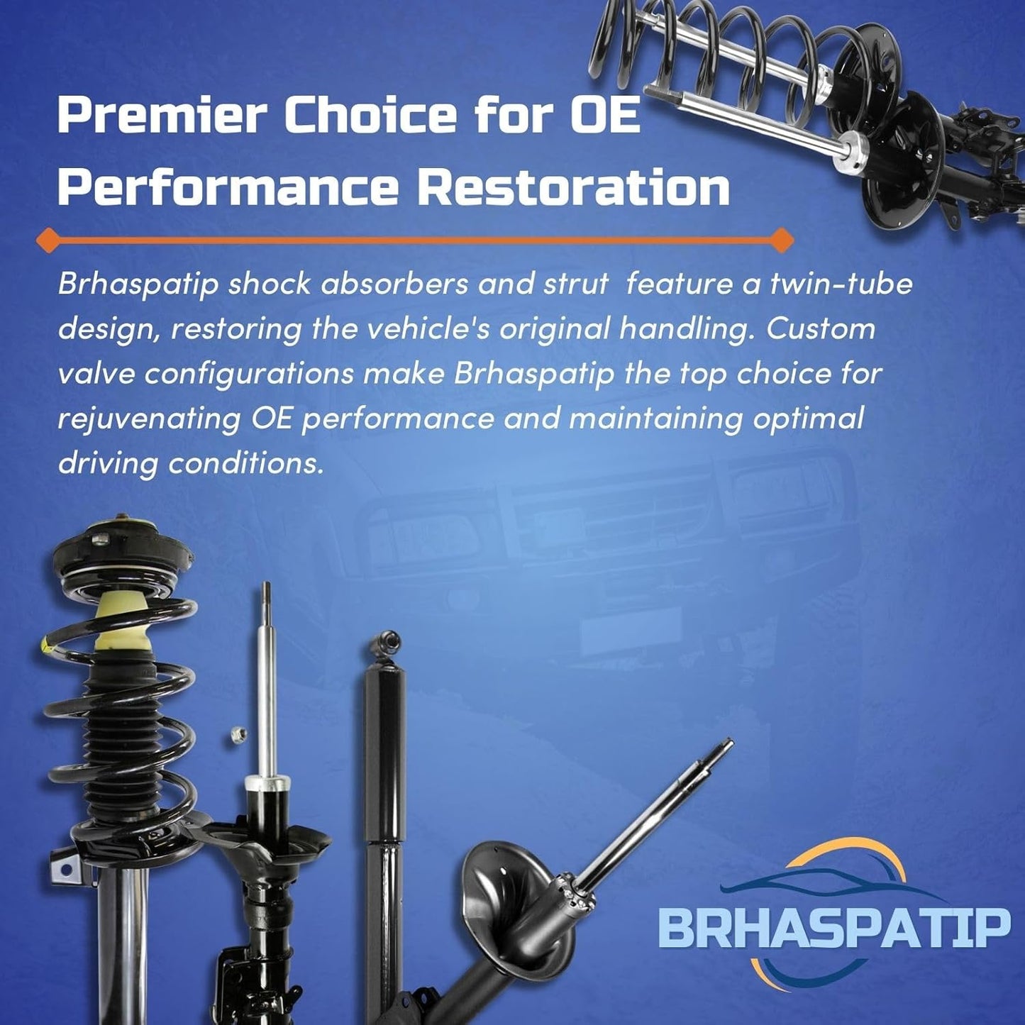 Shocks and Struts - Set (4) Front Rear Strut Shocks Kit, Shock Absorber Suspension Strut Brhaspatip for Cadillac Escalade 2007-2014 for Cadillac Escalade EXT 2007-2013