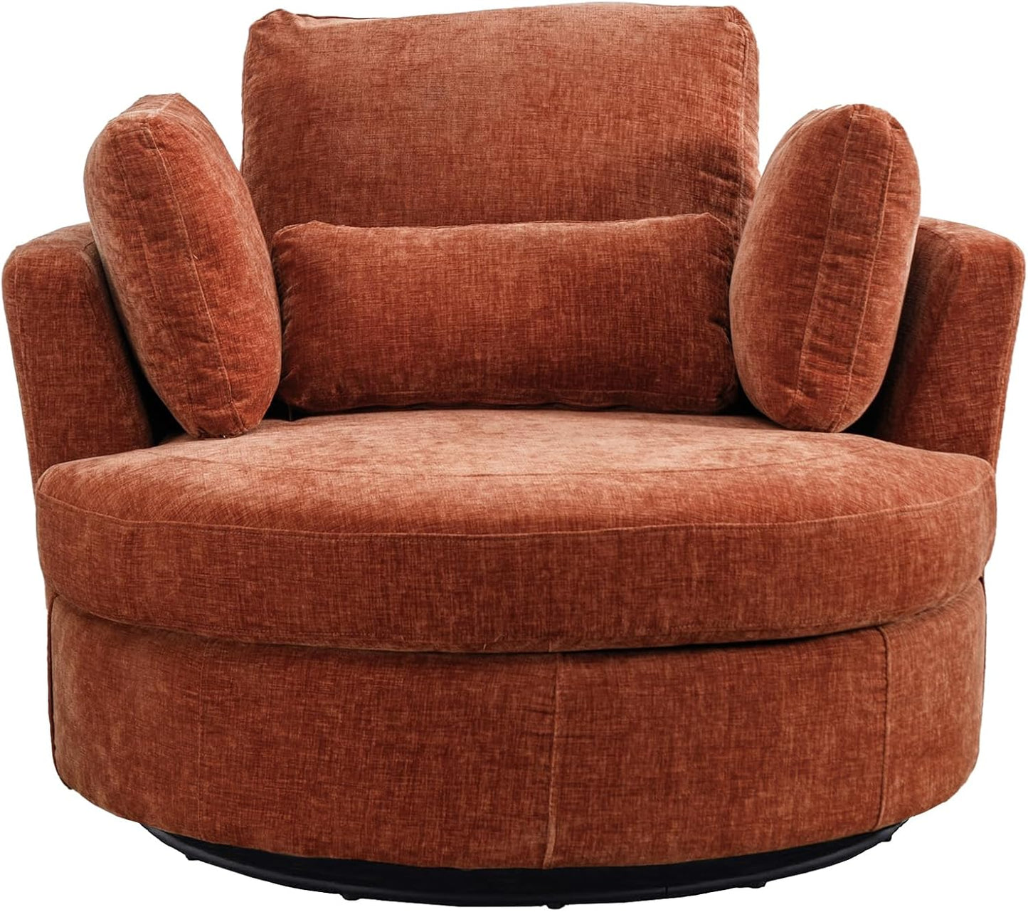 Swivel Accent Barrel Chair Oversized Modern Akili Upholstered Sofa Lounge Club Leisure Chair Round Chair for Hotel Living Room (Black)