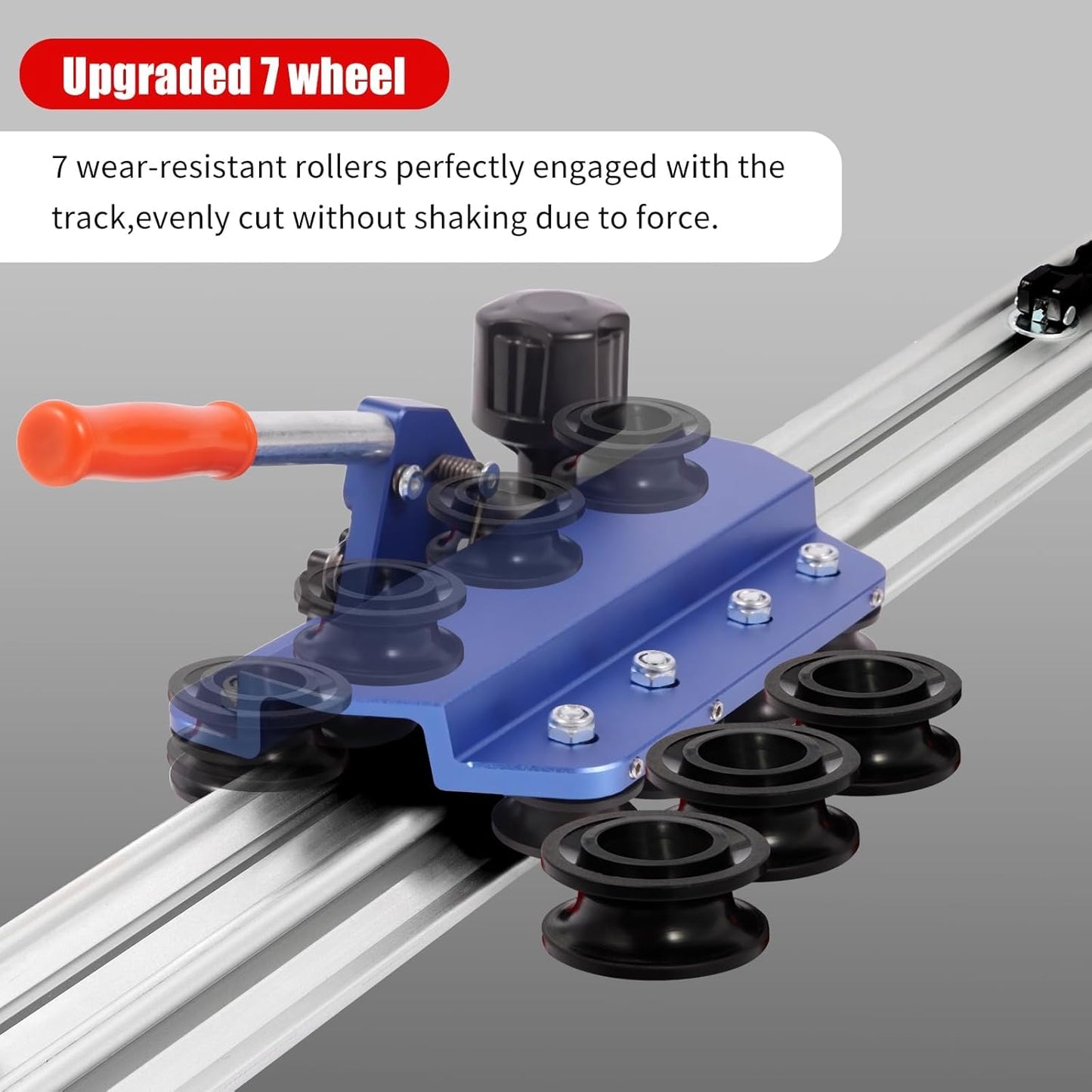 110" Professional Large Format Manual Tile Cutter with Built-in Suction Cups & Tile Pliers, 3 Push Knives – Cuts Porcelain, Ceramic & Stone Tiles up to 4.7" Thick (Blue)