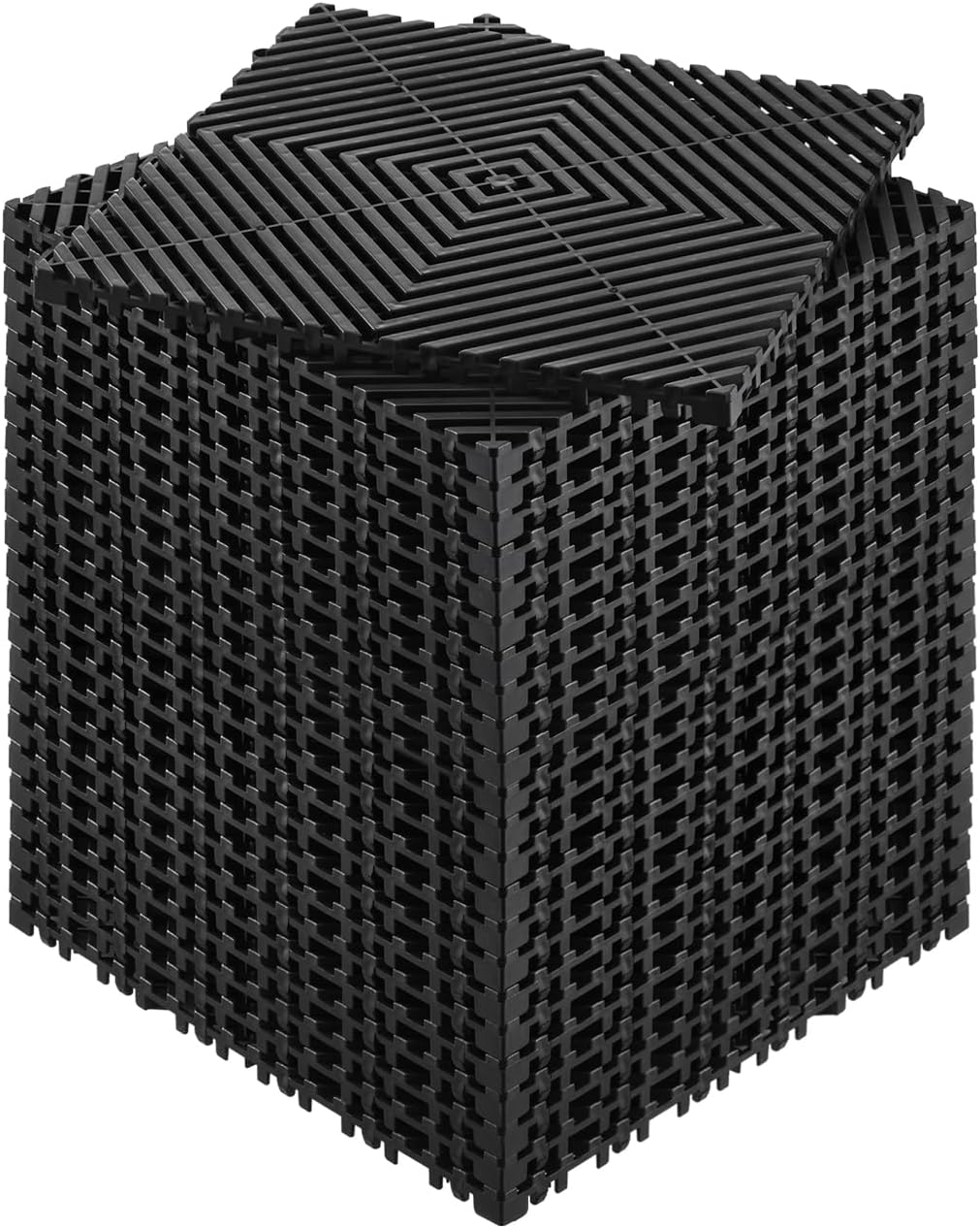 VEVOR Interlocking Drainage Mat, 12” x 12” Modular Interlocking Cushion, 50 Pcs Splicing Drainage Mats, Non-Slip Black PP Drainage Floor Tile and Shower Mat, for Garage, Garden, Kitchen & Outdoor