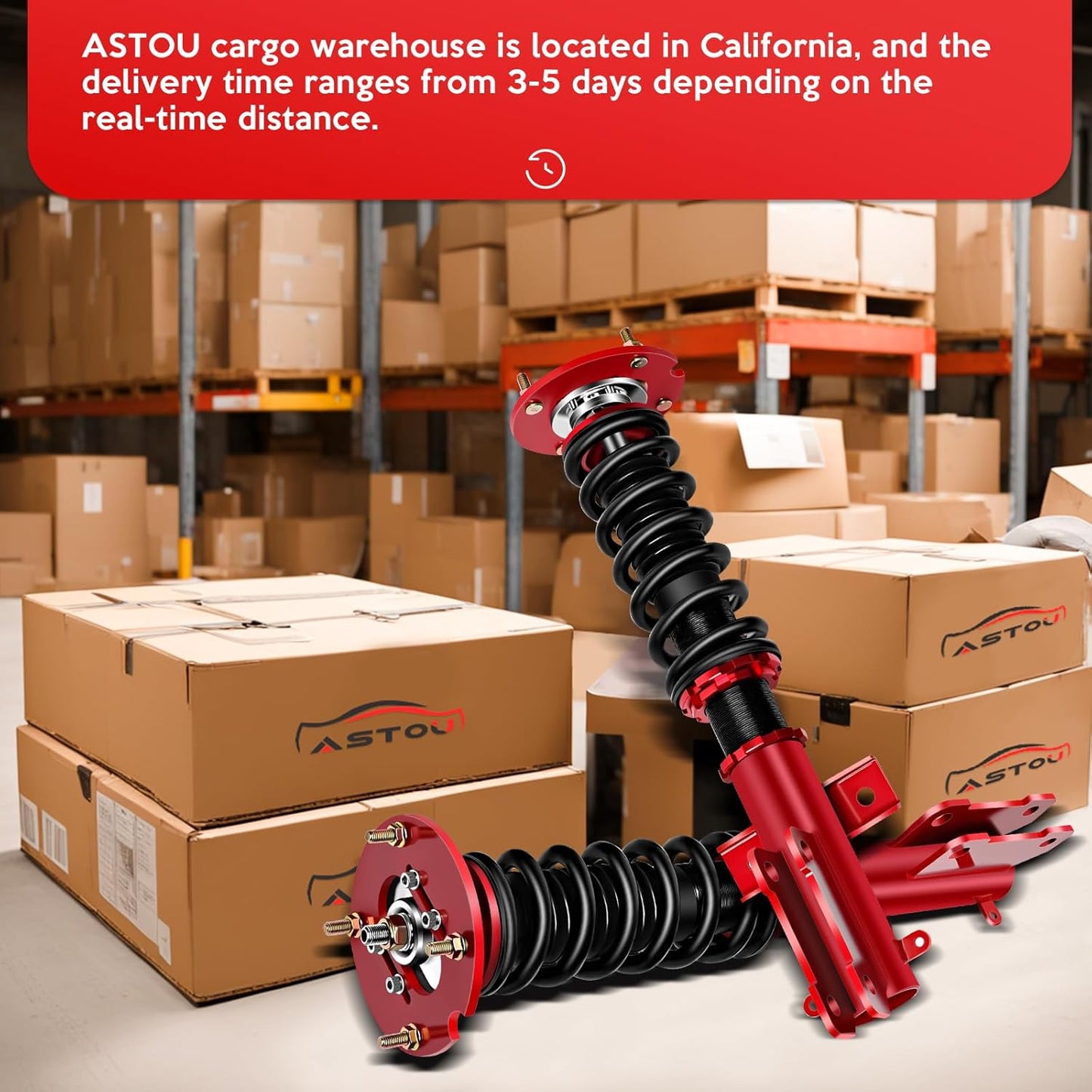 Adjustable Coilover Struts Fit for Ford for Mustang 2005-2014 Replace Coilover Struts Shock Struts Kits Assembly(Red)