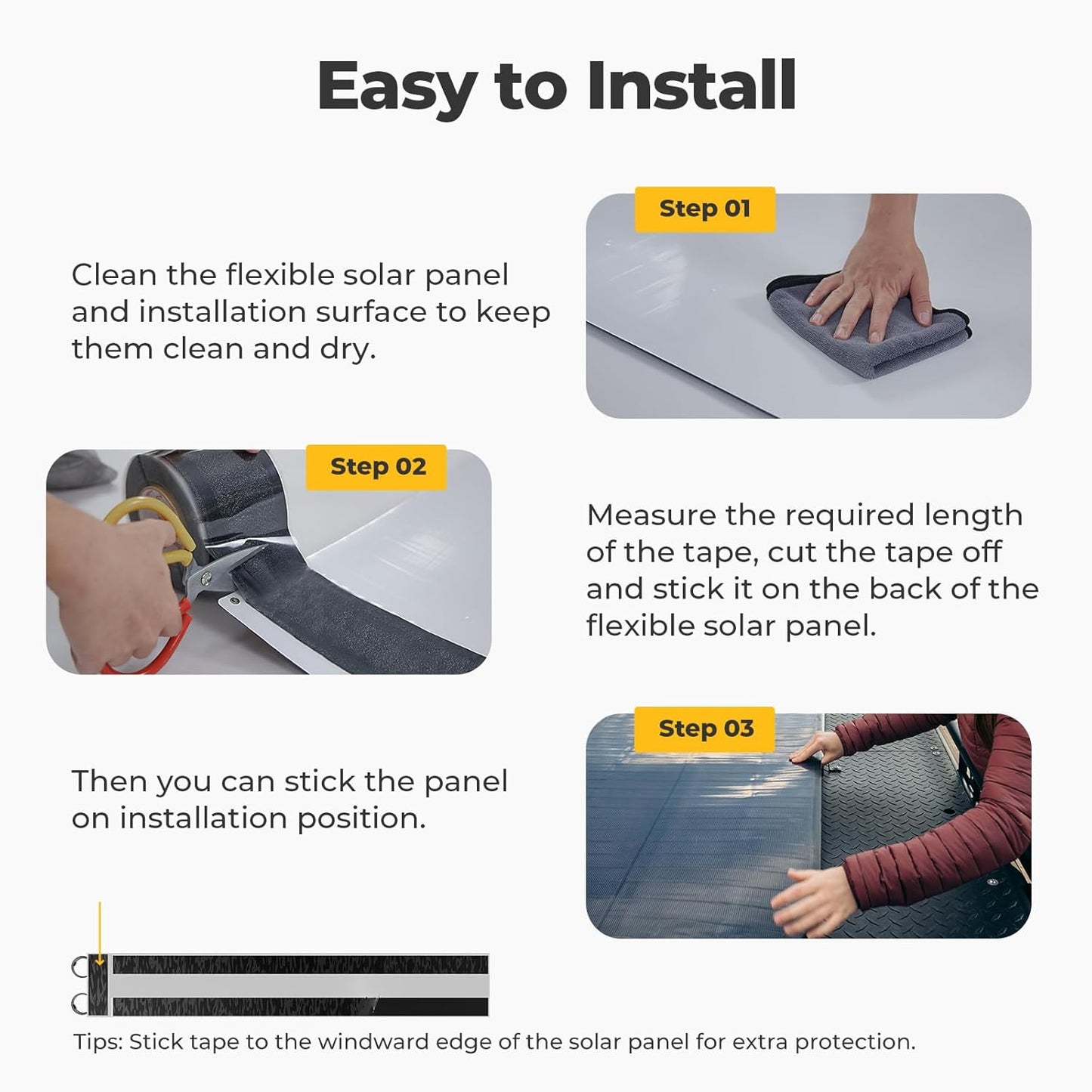 BougeRV Flexible Solar Panel Waterproof Butyl Rubber Tape, for Yuma CIGS Thin-Film Flexible Solar Panel, 3.98''Width x 32.8 Feet Length