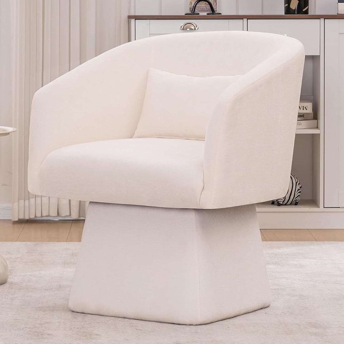 Swivel Accent Chairs Set of 2, Upholstered Barrel Chair with a Soft Backrest, 360 Degree Swivel Armchair, Reading Corner Chairs for Living Room, Bedroom, Waiting Room, Club, Adults, Black