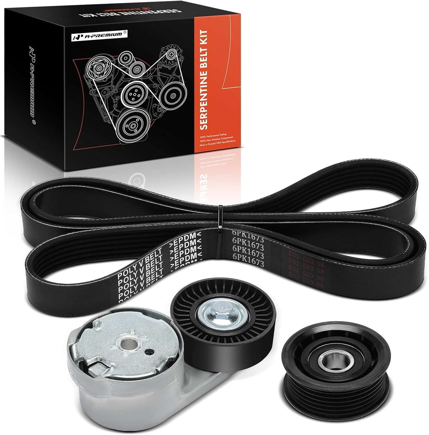 A-Premium Engine Serpentine Belt Drive Kit with Tensioner & Idler Compatible with Dodge Charger 14-21, Challenger 15-21 & Chrysler 300 14-22 & Ram 1500 14-18 20-21, 1500 Classic 19-21 - DOHC V6 3.6L