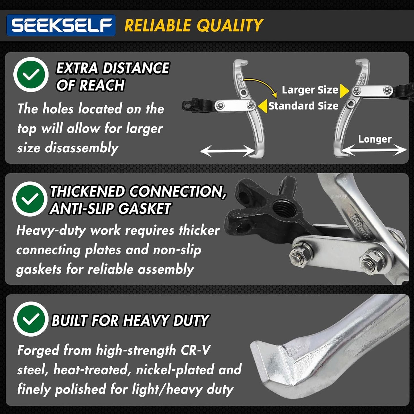 3" 4" 6" 8" Gear Puller Set, 2-Jaw/3-Jaw Bearing Puller Kit with Ratchet Wrench, Heavy Duty Pulling Tool, Reversible Jaw for Internal External Flywheel Gear Pulley Bearing Rotor Removal