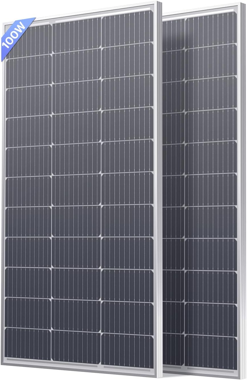 12V 100W Solar Panel,100 Watt Solar Panel with Over-Power Design,High Efficiency Monocrystalline PV Modules,Ideal for RV, Trailer, Camper, Marine, Rooftop,Home, Farm, Off-Grid (1PCS 100w)