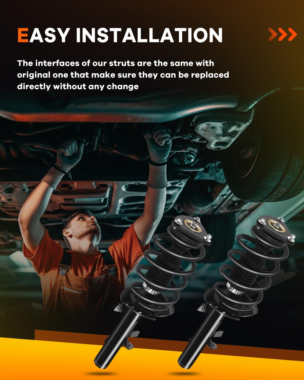 Spring Strut Assembly, OCPTY Complete Struts Shocks Fit for 2014-2019 for Ford for Escape FWD | 2014-2015 for Ford for Escape FWD and AWD 172751 172750 Replace Strut Front Pair
