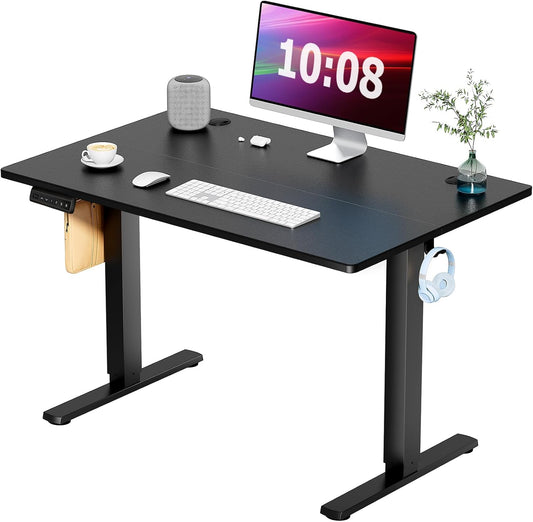 SMUG Standing Desk, Adjustable Height Electric Sit Stand Up Down Computer Table, 40x24 Inch Ergonomic Rising Modern Lift Motorized Gaming Desktop Workstation for Work Home Office, Black