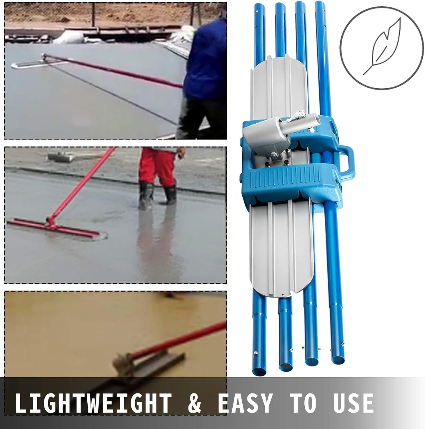 VEVOR Bull Float Magnesium Concrete Float 48 x 8 Round End Concretes Floats Tools Cement Tool Bull Concrete Kit Bull Float with 4 Float Handle Bull Floats Bracket Concretes Tools Finishing Bulls