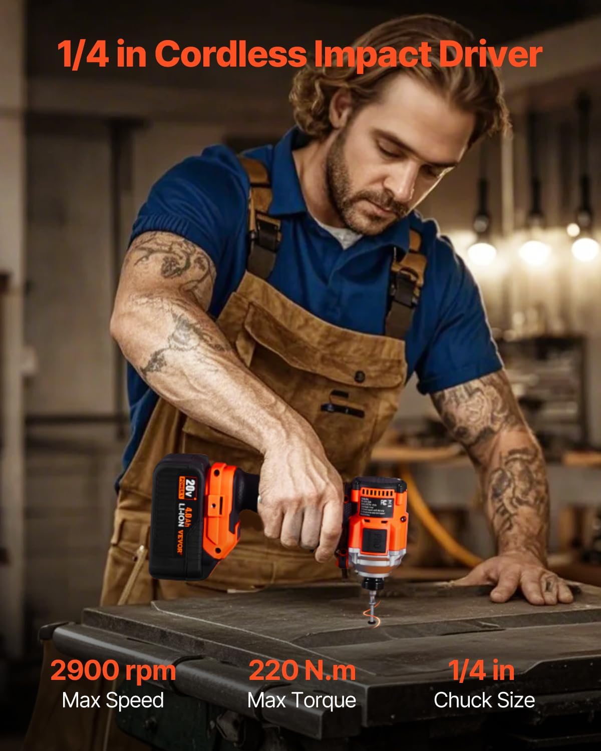 VEVOR Tool Combo Kit, 20V Brushless 5-Tool Combo Kit, Cordless Power, Cordless Drill and Impact Driver, with 4.0 Ah Batteries, Charger, Reciprocating Saw, Circular Saw, and Work Light