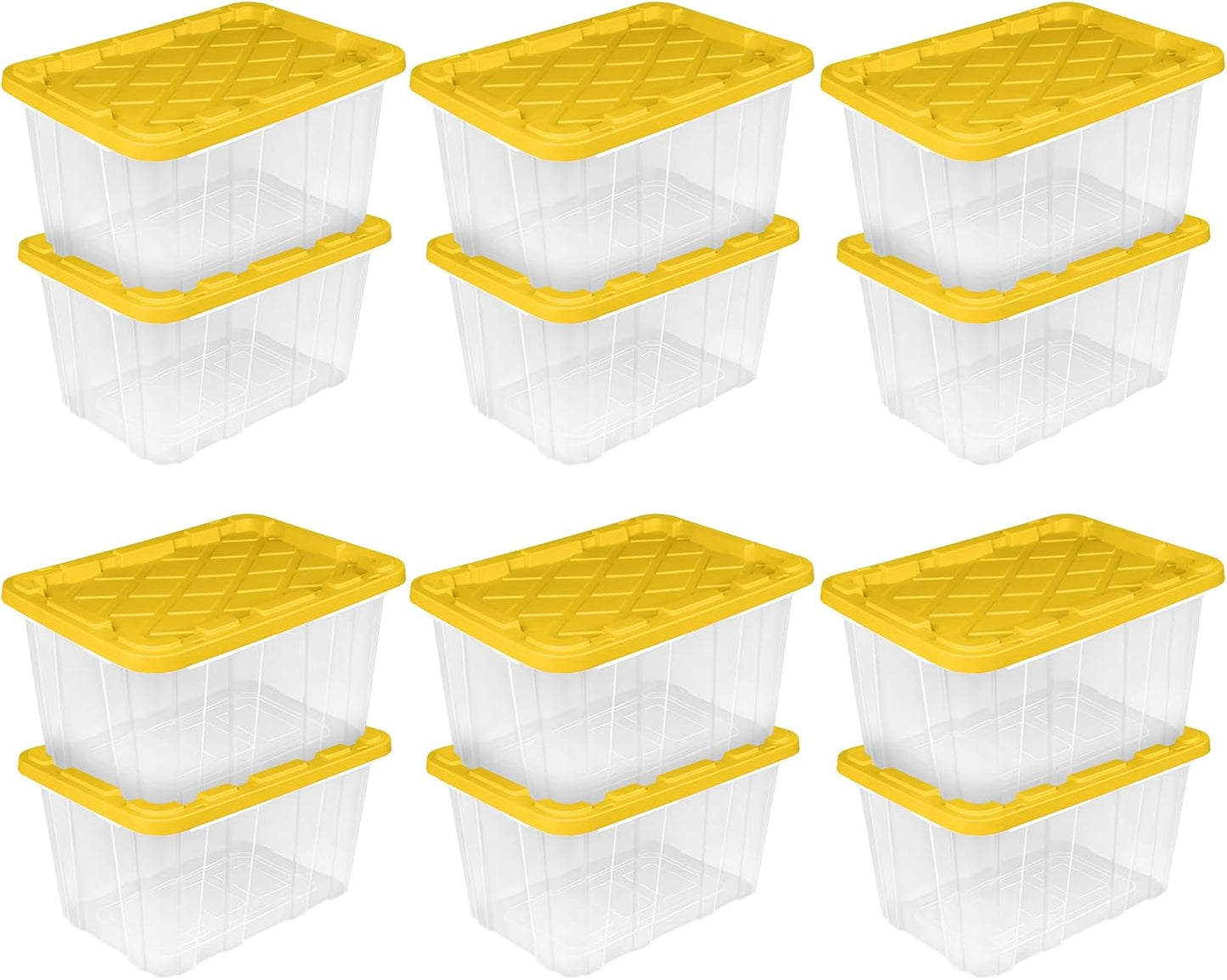 Sterilite 6-Pack Industrial Tote, Plastic Storage Container Bins with Lids, 17 Gallon - Heavy-Duty Organizing Containers for Closet, Bathroom, and Office