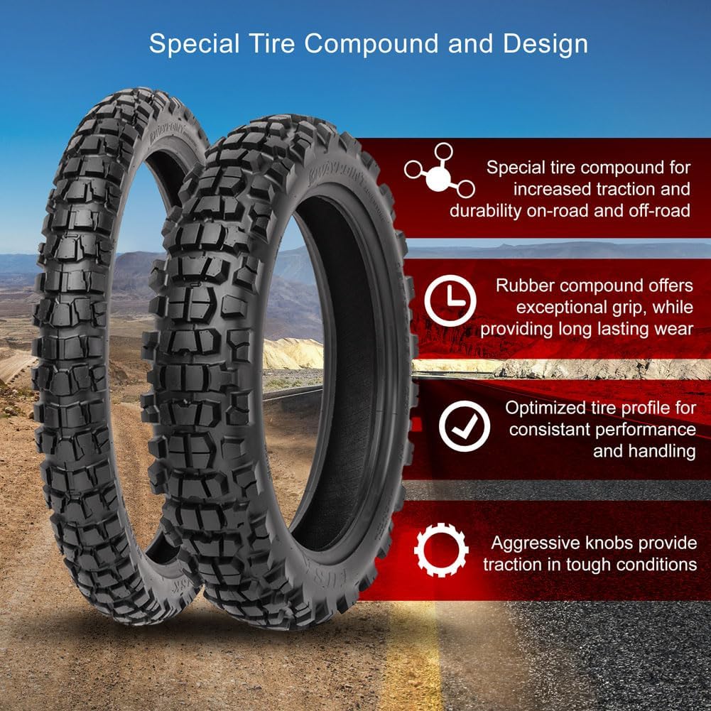 Tusk Waypoint Adventure Motorcycle Tire (Tire Set 90/90-21 (54R)/130/90-17 (68R) Tube Type)
