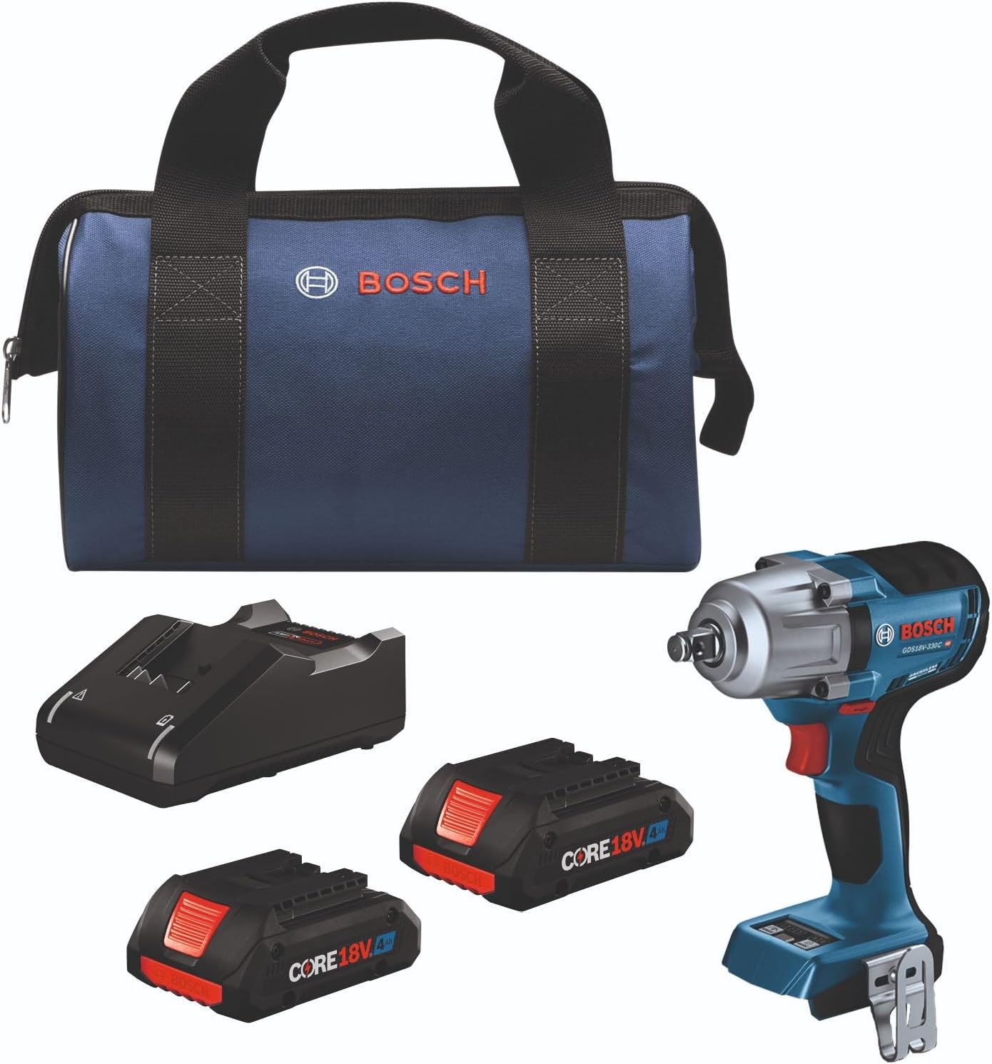 BOSCH GDS18V-330CN 18V Brushless Cordless Connected-Ready 1/2 In. Mid-Torque Impact Wrench with Friction Ring and Thru-Hole (Bare Tool)