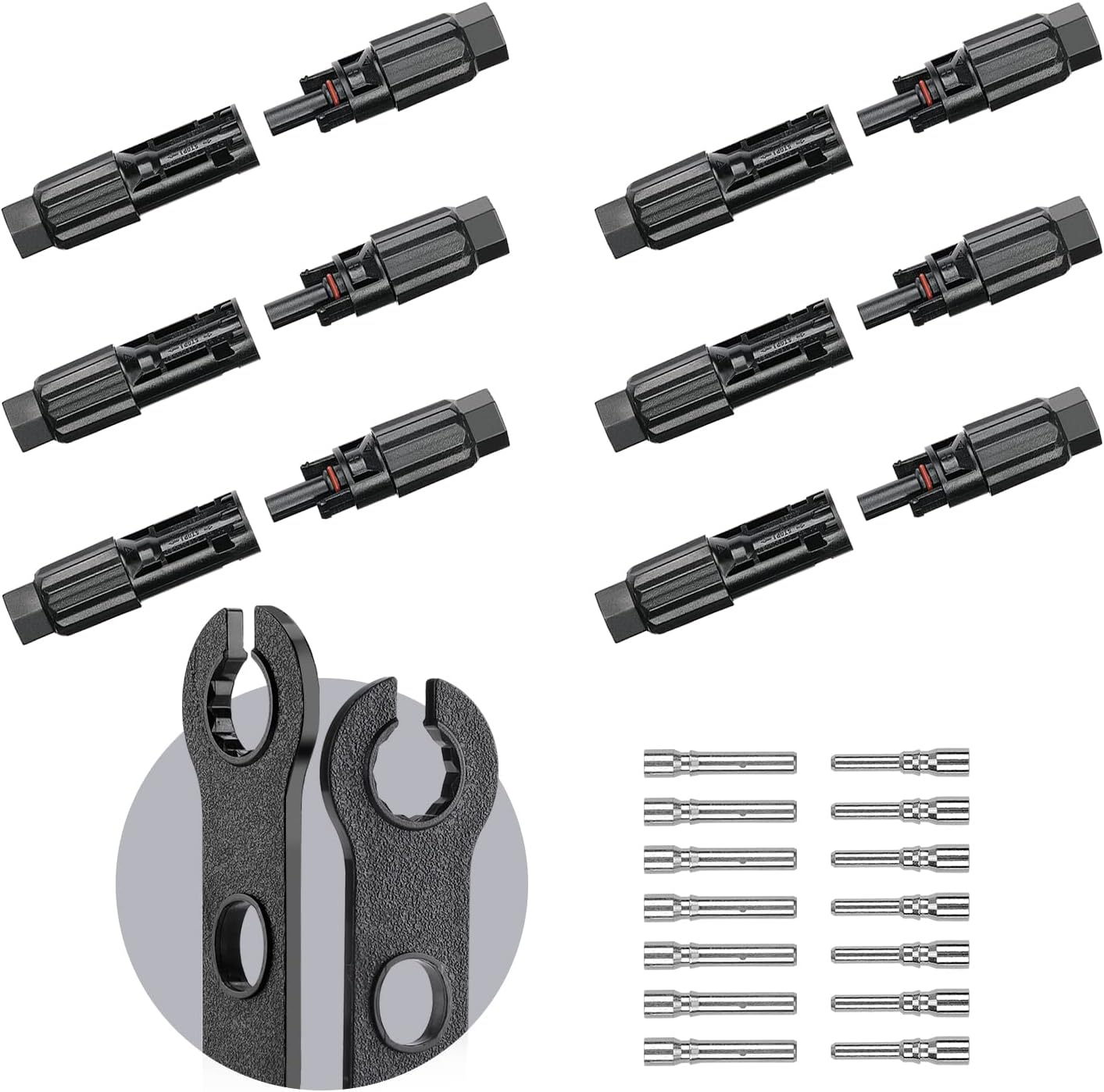 BougeRV 100PCS Solar Connector with Spanners IP67 Waterproof Solar Panel Cable Connectors Male/Female 50 Pairs(10AWG)