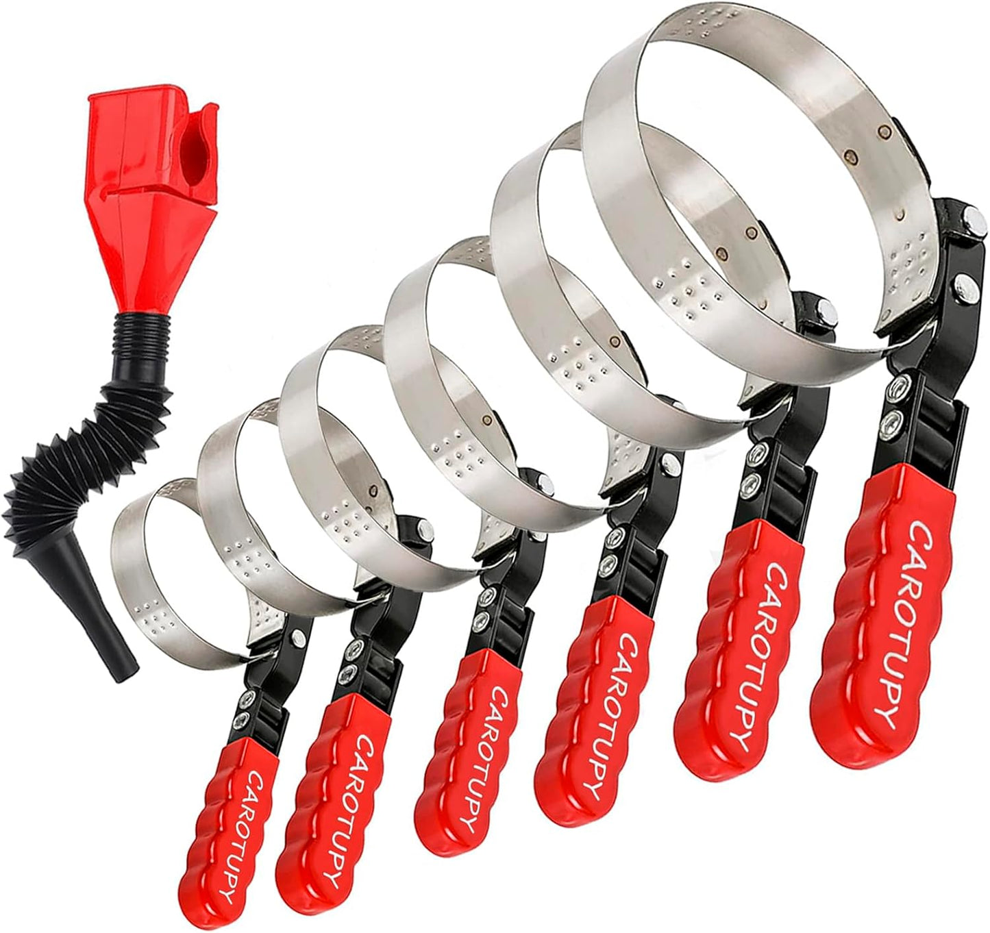 10PCS Oil Filter Wrench Set, 9" & 12" Oil Filter Pliers, 3 Jaw Oil Filter Wrench Tool with Oil Funnel for Oil Change Adjustable From 1-3/4" to 6"