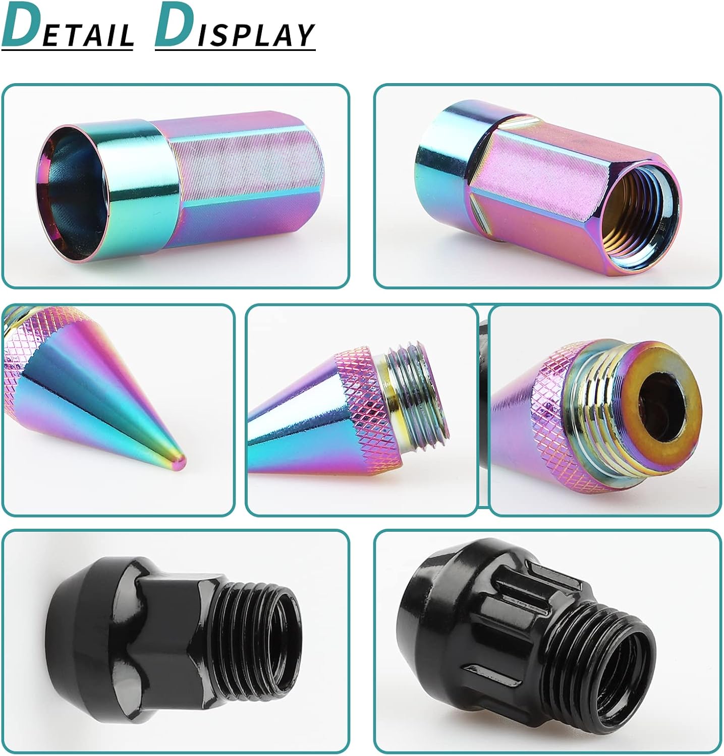 20PCS M12x1.5 Anti Theft Wheel Spikes Lug Nut,Replacement for 2006-2019 Fusion,2012-2019 Focus,2001-2019 Escape Aftermarket Wheel(Neo Chrome)