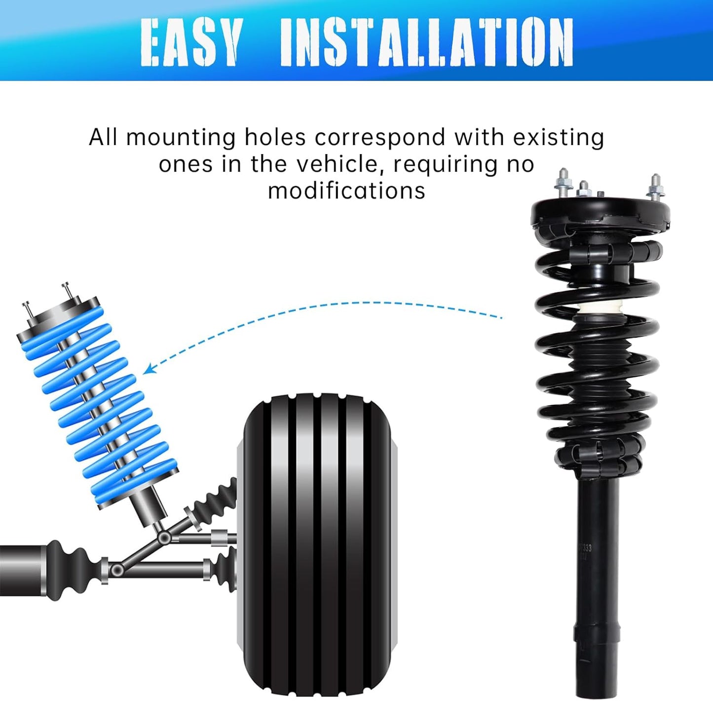 TRIBLE SIX Front Struts Assembly w/Coil Spring Shock Absorbers Replacement for Hyundai Azera Sonata 2006-2011 Suspension Kit 172281(Set of 2)